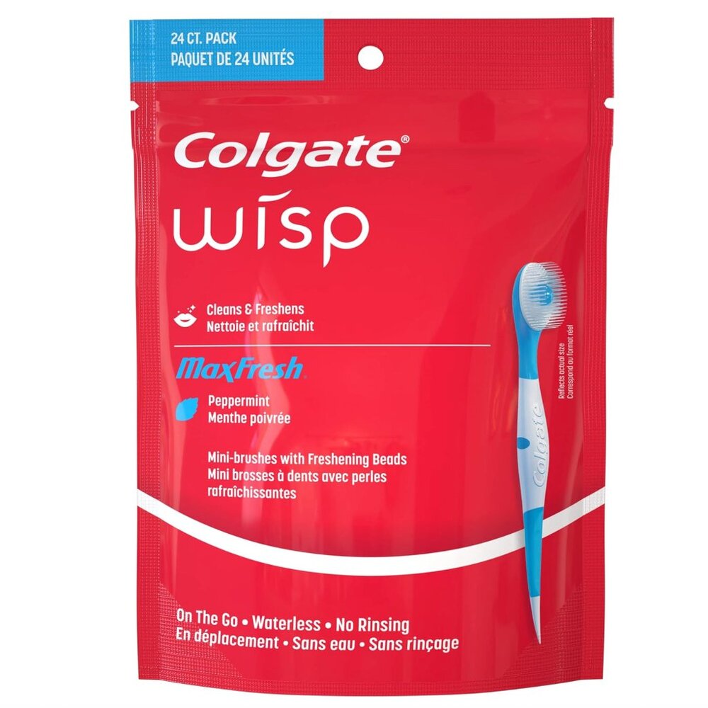Colgate MaxFresh Wisp Disposable Mini Toothbrush For Travel 24 Count